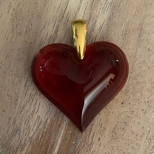 Lalique Red Heart Pendant